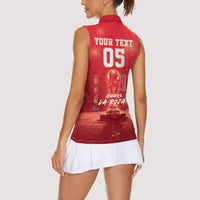 Custom World Football 2026 Spain Women Sleeveless Polo Shirt iVamos La Roja