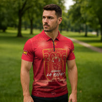 Custom World Football 2026 Spain Zipper Polo Shirt iVamos La Roja