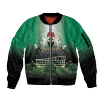 Nigeria Independence Day Sleeve Zip Bomber Jacket Proud To Be Nigerian