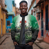 Nigeria Independence Day Sleeve Zip Bomber Jacket Proud To Be Nigerian