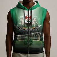 Nigeria Independence Day Sleeveless Zip Hoodie Proud To Be Nigerian