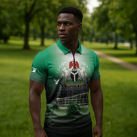 Nigeria Independence Day Zipper Polo Shirt Proud To Be Nigerian