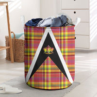 Saint Lucia Creole Day Laundry Basket Madras Pattern Flag Style