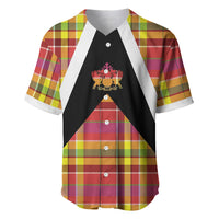 Saint Lucia Creole Day Baseball Jersey Madras Pattern Flag Style