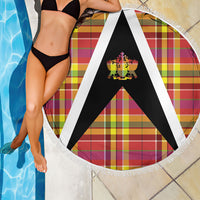 Saint Lucia Creole Day Beach Blanket Madras Pattern Flag Style