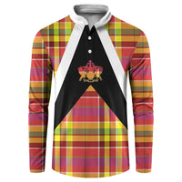 Saint Lucia Creole Day Button Sweatshirt Madras Pattern Flag Style