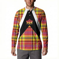 Saint Lucia Creole Day Button Sweatshirt Madras Pattern Flag Style