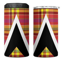 Saint Lucia Creole Day 4 in 1 Can Cooler Tumbler Madras Pattern Flag Style