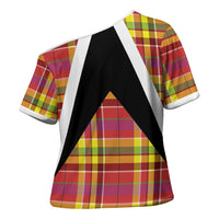 Saint Lucia Creole Day Cross Shoulder Shirt Madras Pattern Flag Style