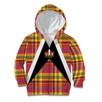 Saint Lucia Creole Day Kid Hoodie Madras Pattern Flag Style