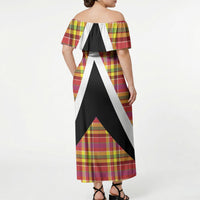 Saint Lucia Creole Day Off Shoulder Maxi Dress Madras Pattern Flag Style
