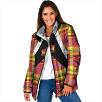 Saint Lucia Creole Day Padded Jacket Madras Pattern Flag Style