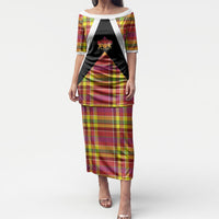 Saint Lucia Creole Day Puletasi Madras Pattern Flag Style