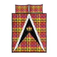 Saint Lucia Creole Day Quilt Bed Set Madras Pattern Flag Style