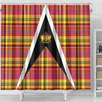Saint Lucia Creole Day Shower Curtain Madras Pattern Flag Style