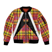 Saint Lucia Creole Day Sleeve Zip Bomber Jacket Madras Pattern Flag Style