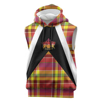 Saint Lucia Creole Day Sleeveless Hoodie Madras Pattern Flag Style