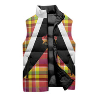 Saint Lucia Creole Day Sleeveless Puffer Jacket Madras Pattern Flag Style