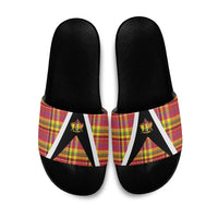 Saint Lucia Creole Day Slide Sandals Madras Pattern Flag Style