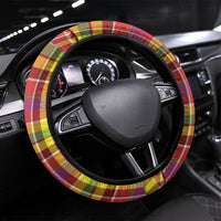 Saint Lucia Creole Day Steering Wheel Cover Madras Pattern Flag Style