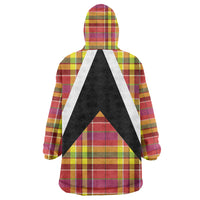 Saint Lucia Creole Day Wearable Blanket Hoodie Madras Pattern Flag Style