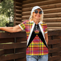 Saint Lucia Creole Day Women Polo Shirt Madras Pattern Flag Style