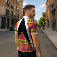 Saint Lucia Creole Day Zipper Polo Shirt Madras Pattern Flag Style