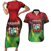 Suriname Independence Day Couples Matching Short Sleeve Bodycon Dress and Hawaiian Shirt Wan Switi Srefidensi Dey - Wonder Print Shop