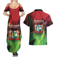Suriname Independence Day Couples Matching Summer Maxi Dress and Hawaiian Shirt Wan Switi Srefidensi Dey - Wonder Print Shop