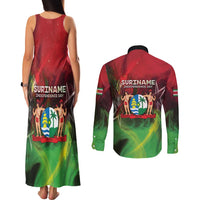 Suriname Independence Day Couples Matching Tank Maxi Dress and Long Sleeve Button Shirt Wan Switi Srefidensi Dey - Wonder Print Shop