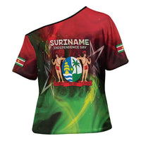 Suriname Independence Day Cross Shoulder Shirt Wan Switi Srefidensi Dey - Wonder Print Shop