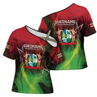 Suriname Independence Day Cross Shoulder Shirt Wan Switi Srefidensi Dey - Wonder Print Shop