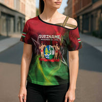 Suriname Independence Day Cross Shoulder Shirt Wan Switi Srefidensi Dey - Wonder Print Shop