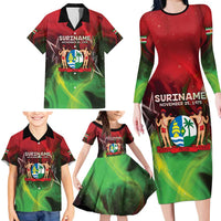 Suriname Independence Day Family Matching Long Sleeve Bodycon Dress and Hawaiian Shirt Wan Switi Srefidensi Dey - Wonder Print Shop