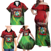 Suriname Independence Day Family Matching Off Shoulder Maxi Dress and Hawaiian Shirt Wan Switi Srefidensi Dey - Wonder Print Shop