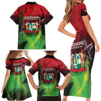 Suriname Independence Day Family Matching Short Sleeve Bodycon Dress and Hawaiian Shirt Wan Switi Srefidensi Dey - Wonder Print Shop