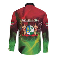 Suriname Independence Day Long Sleeve Button Shirt Wan Switi Srefidensi Dey - Wonder Print Shop