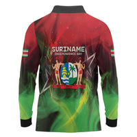Suriname Independence Day Long Sleeve Polo Shirt Wan Switi Srefidensi Dey - Wonder Print Shop