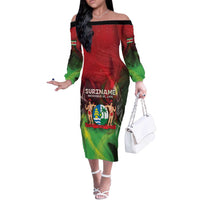 Suriname Independence Day Off The Shoulder Long Sleeve Dress Wan Switi Srefidensi Dey - Wonder Print Shop