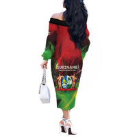 Suriname Independence Day Off The Shoulder Long Sleeve Dress Wan Switi Srefidensi Dey - Wonder Print Shop