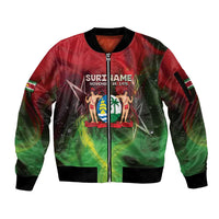 Suriname Independence Day Sleeve Zip Bomber Jacket Wan Switi Srefidensi Dey - Wonder Print Shop