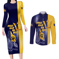 Barbados Independence Day Couples Matching Long Sleeve Bodycon Dress and Long Sleeve Button Shirt Proud To Be Barbadian - Wonder Print Shop