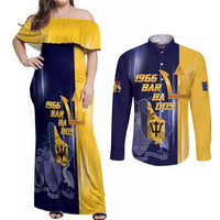 Barbados Independence Day Couples Matching Off Shoulder Maxi Dress and Long Sleeve Button Shirt Proud To Be Barbadian - Wonder Print Shop