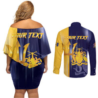 Barbados Independence Day Couples Matching Off Shoulder Short Dress and Long Sleeve Button Shirt Proud To Be Barbadian - Wonder Print Shop