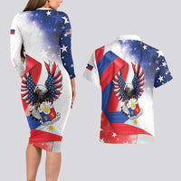 Filipino American History Month Couples Matching Long Sleeve Bodycon Dress and Hawaiian Shirt Philippines Proud Of My Roots - Wonder Print Shop