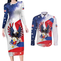 Filipino American History Month Couples Matching Long Sleeve Bodycon Dress and Long Sleeve Button Shirt Philippines Proud Of My Roots - Wonder Print Shop