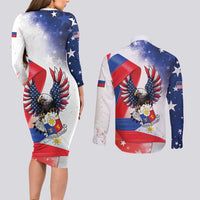 Filipino American History Month Couples Matching Long Sleeve Bodycon Dress and Long Sleeve Button Shirt Philippines Proud Of My Roots - Wonder Print Shop