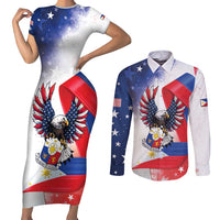 Filipino American History Month Couples Matching Short Sleeve Bodycon Dress and Long Sleeve Button Shirt Philippines Proud Of My Roots - Wonder Print Shop