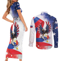 Filipino American History Month Couples Matching Short Sleeve Bodycon Dress and Long Sleeve Button Shirt Philippines Proud Of My Roots - Wonder Print Shop