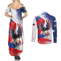 Filipino American History Month Couples Matching Summer Maxi Dress and Long Sleeve Button Shirt Philippines Proud Of My Roots - Wonder Print Shop